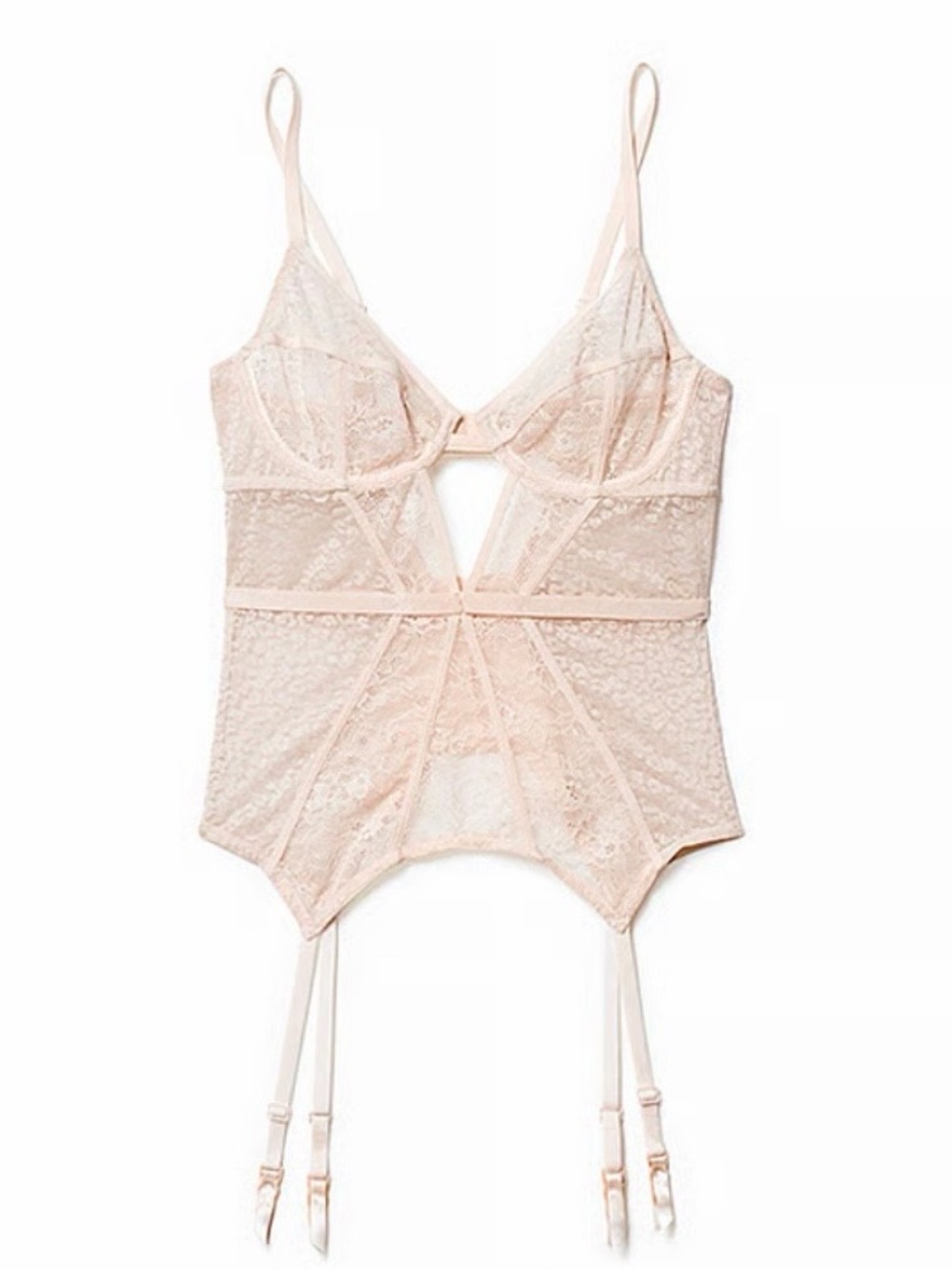 Victoria's Secret Lace Garter Bodysuit - Light Blush